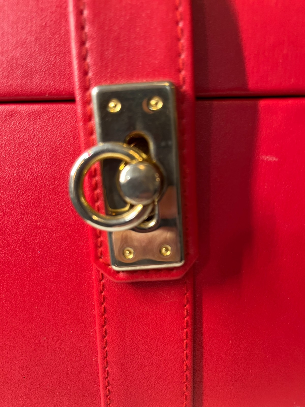 Retro/ Vintage Red Carry On -Jewlry Case-Vanity Case W/Mirror