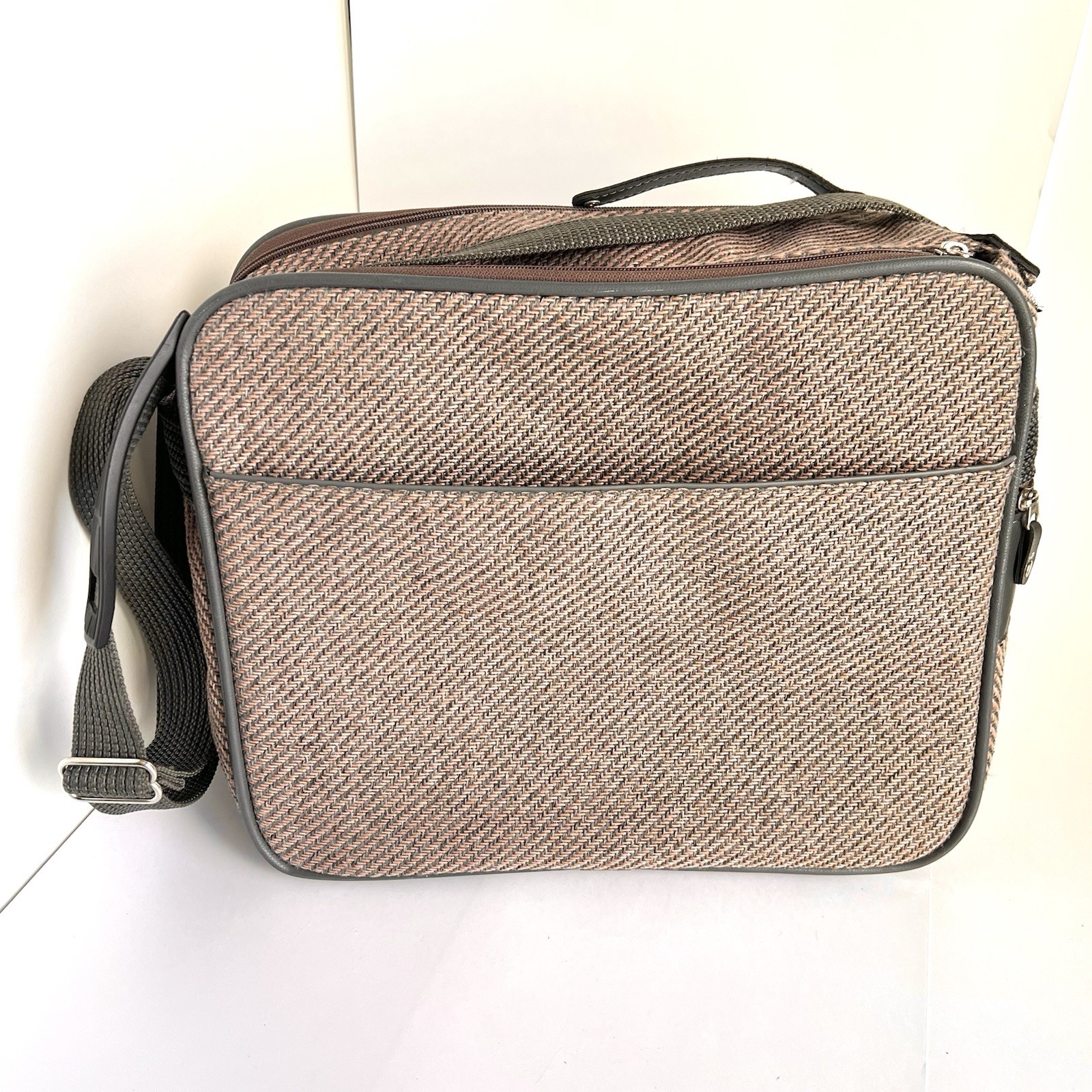 1987 Samsonite Silhouette 4 Luggage Travel Bag W/Strap Vintage Brown Tweed