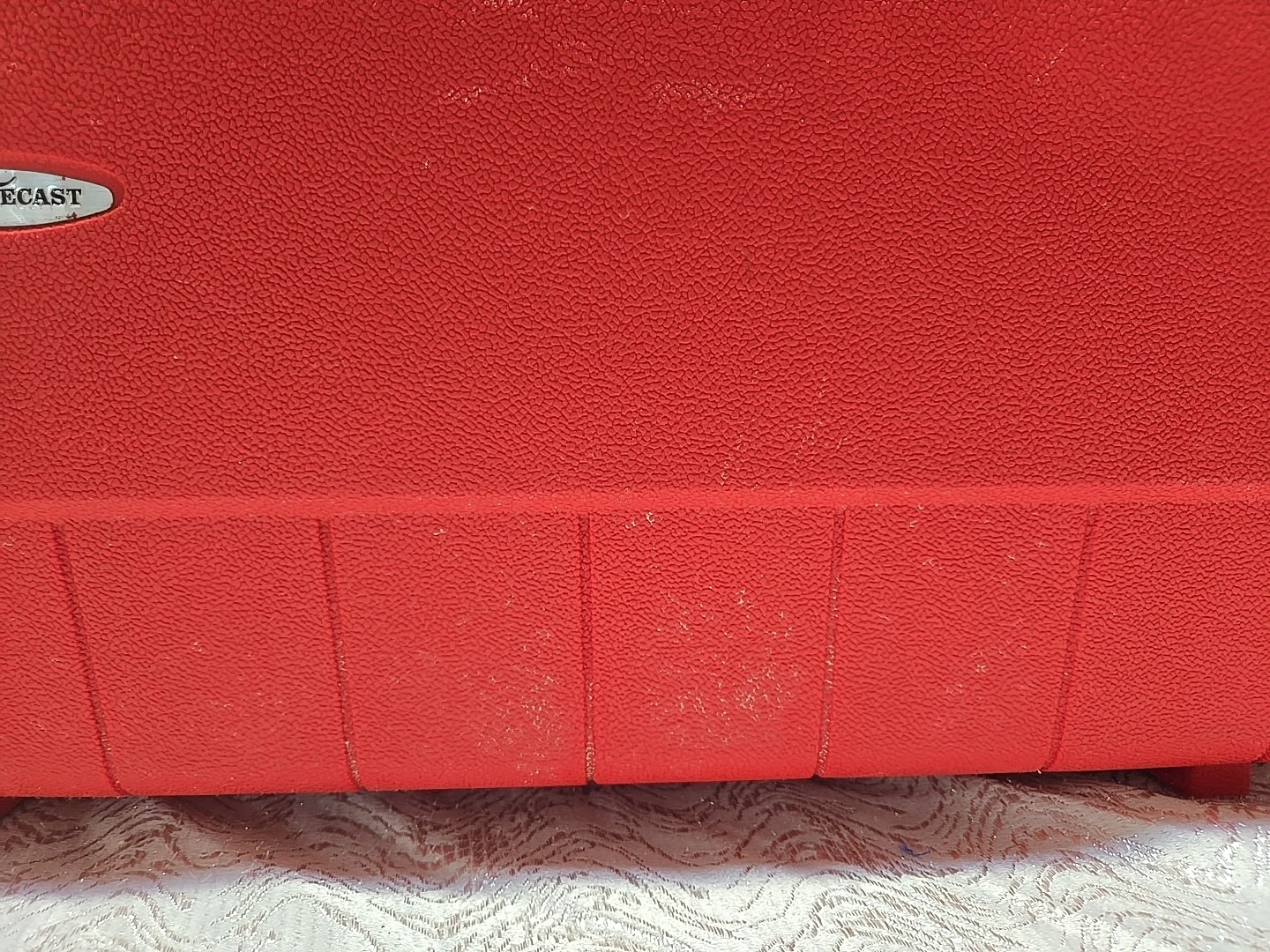 Vintage Sears Forecast Suitcase Red 21” Hard Case Luggage Mid Century No Key MCM
