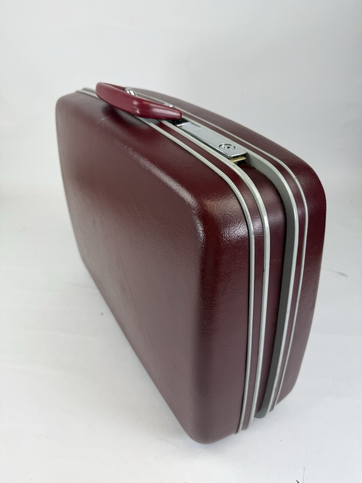 Samsonite Maroon Hard Shell Handle Travel Luggage Suitcase Vintage 19″