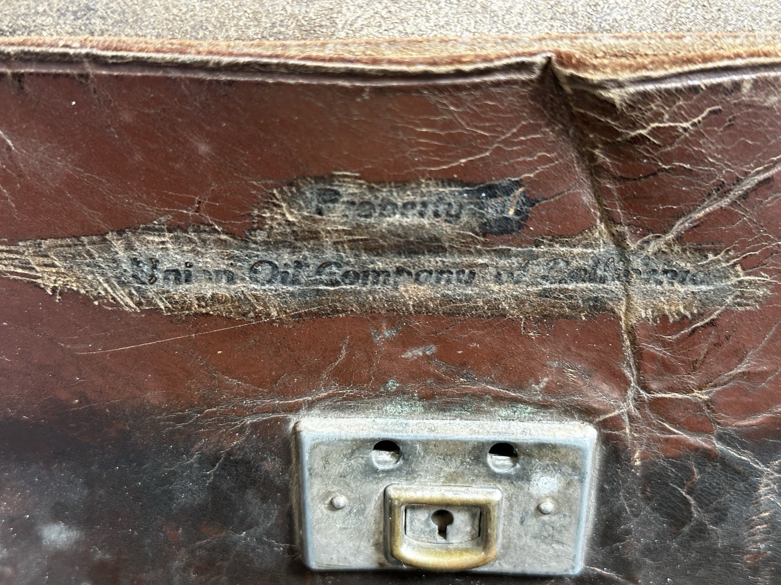 RARE 1920s Antique Union Oil Company Of California Leather Sales Briefcase Bag