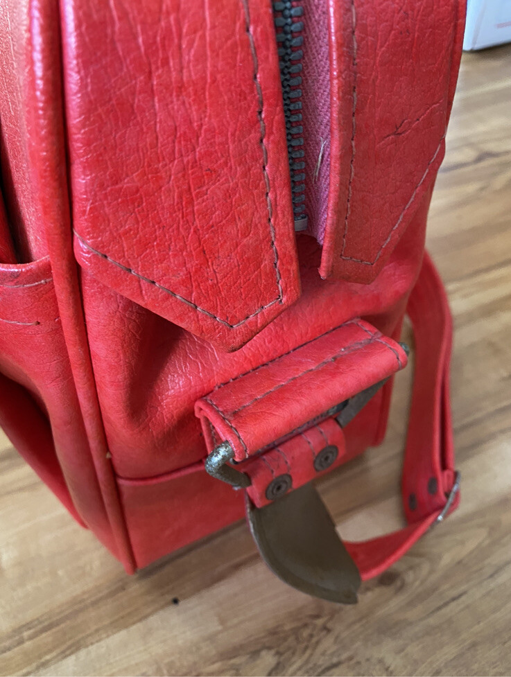 SAMSONITE Silhouette Vintage RED Luggage Carry On Shoulder Bag Zip Tote Softside