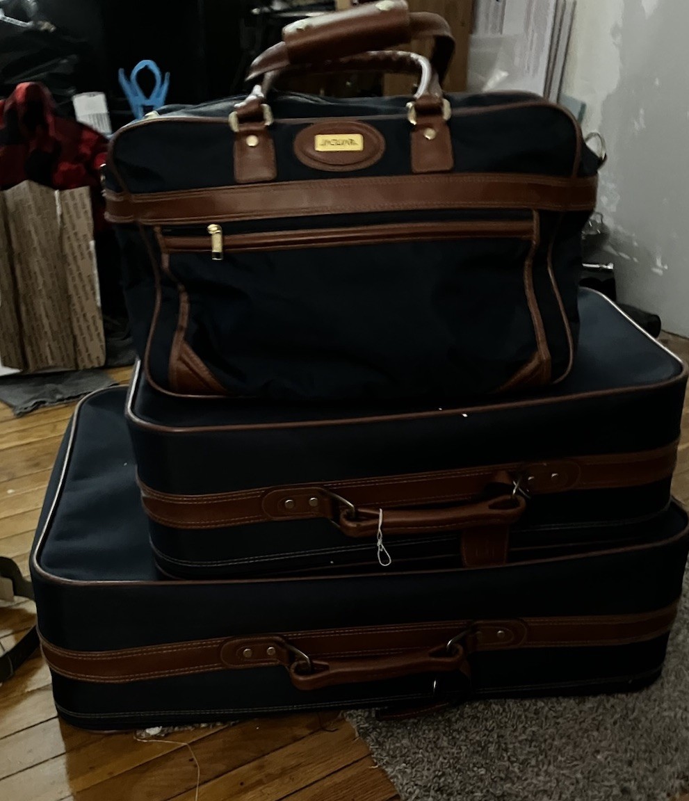 Jaguar suitcase blue luggage size vintage three-piece set