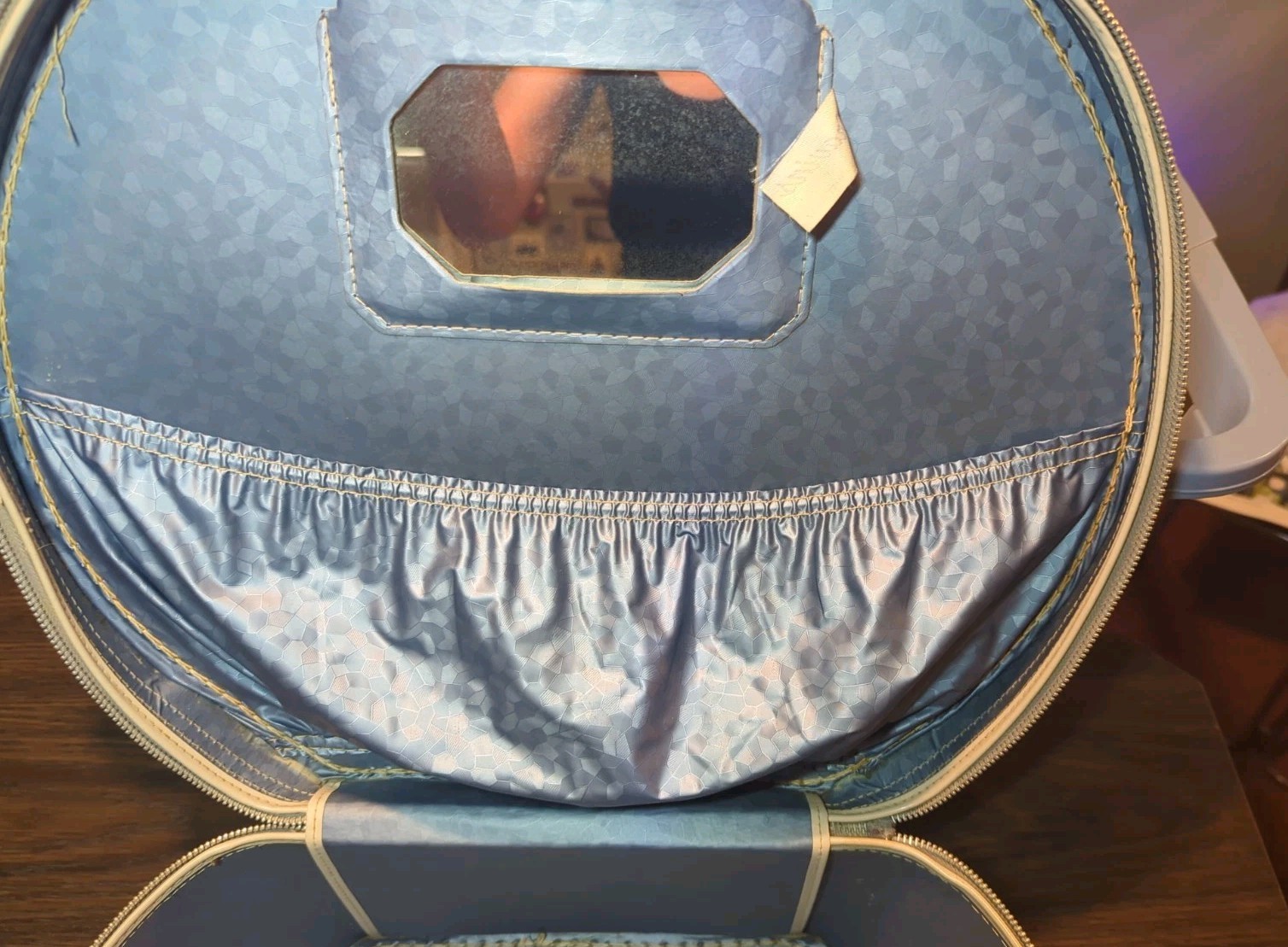 Vintage Travins Made In America Zippered Aqua Blue Travel Hat Bag / Luggage