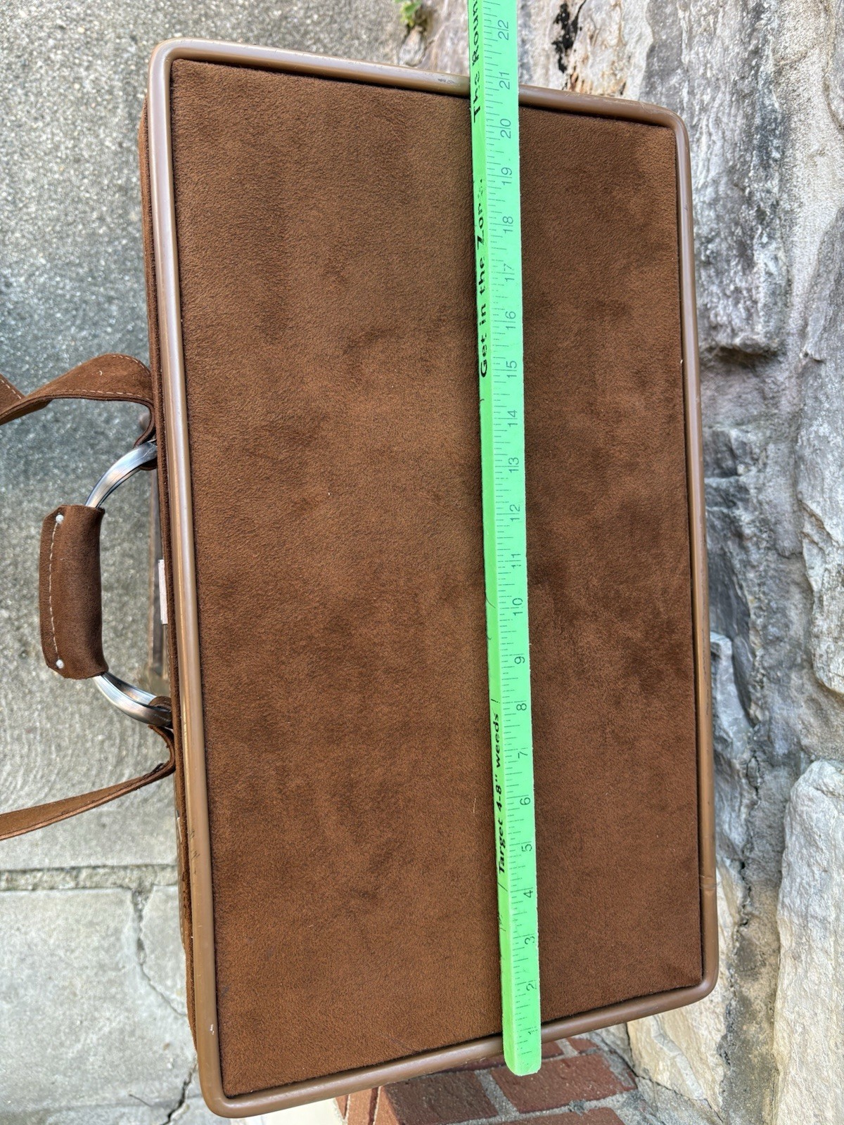 VTG 60s MCM Hartmann Belted Brown Leather Suede Suitcase 21”x12”x7” Key Luggage