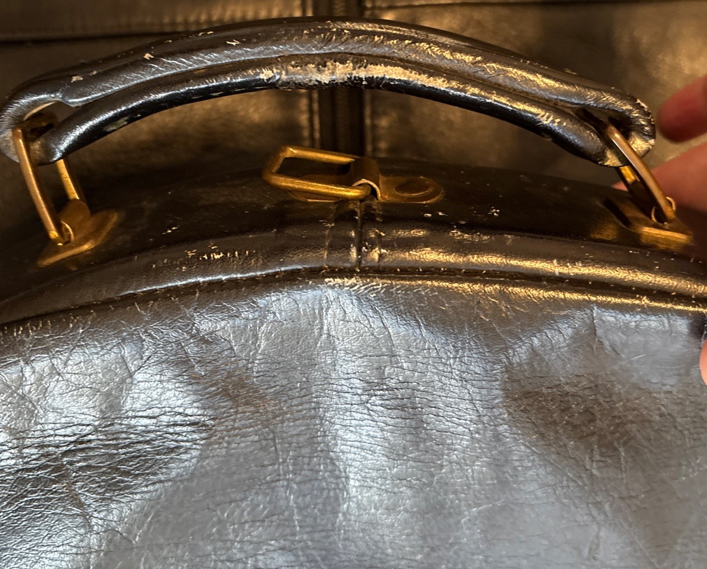 Vintage Black Leather Garment Bag Japanese Foldable Buckles 38” Long