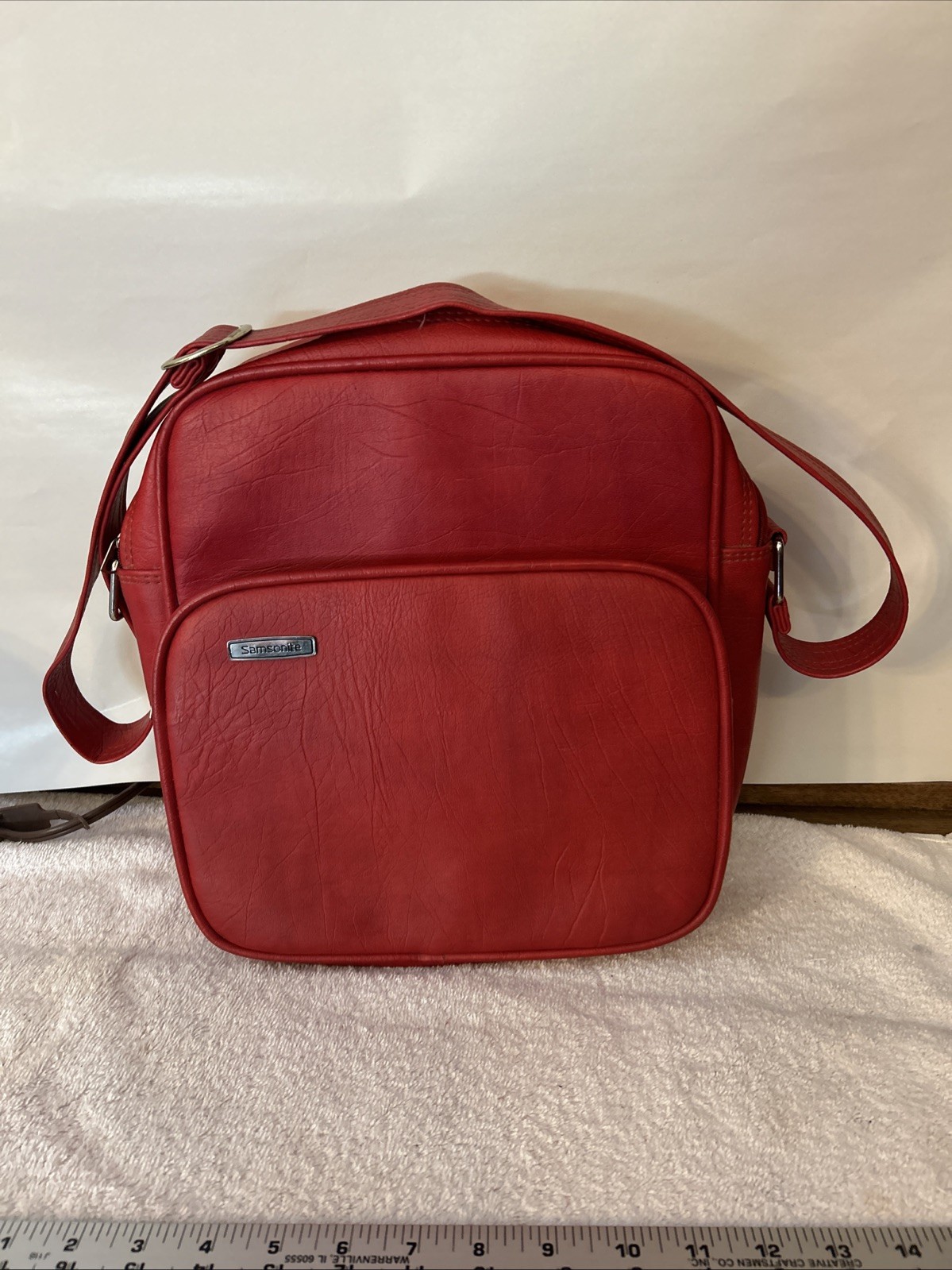 VTG 70s Samsonite Shoulder Carry On Weekender Luggage Tote Bag RED