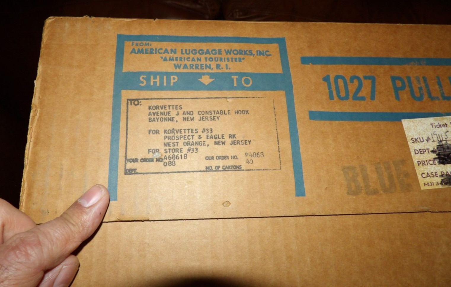 VTG 1970’s American Tourister Hard Luggage Suitcase Blue NIB 1027 Pullman Large