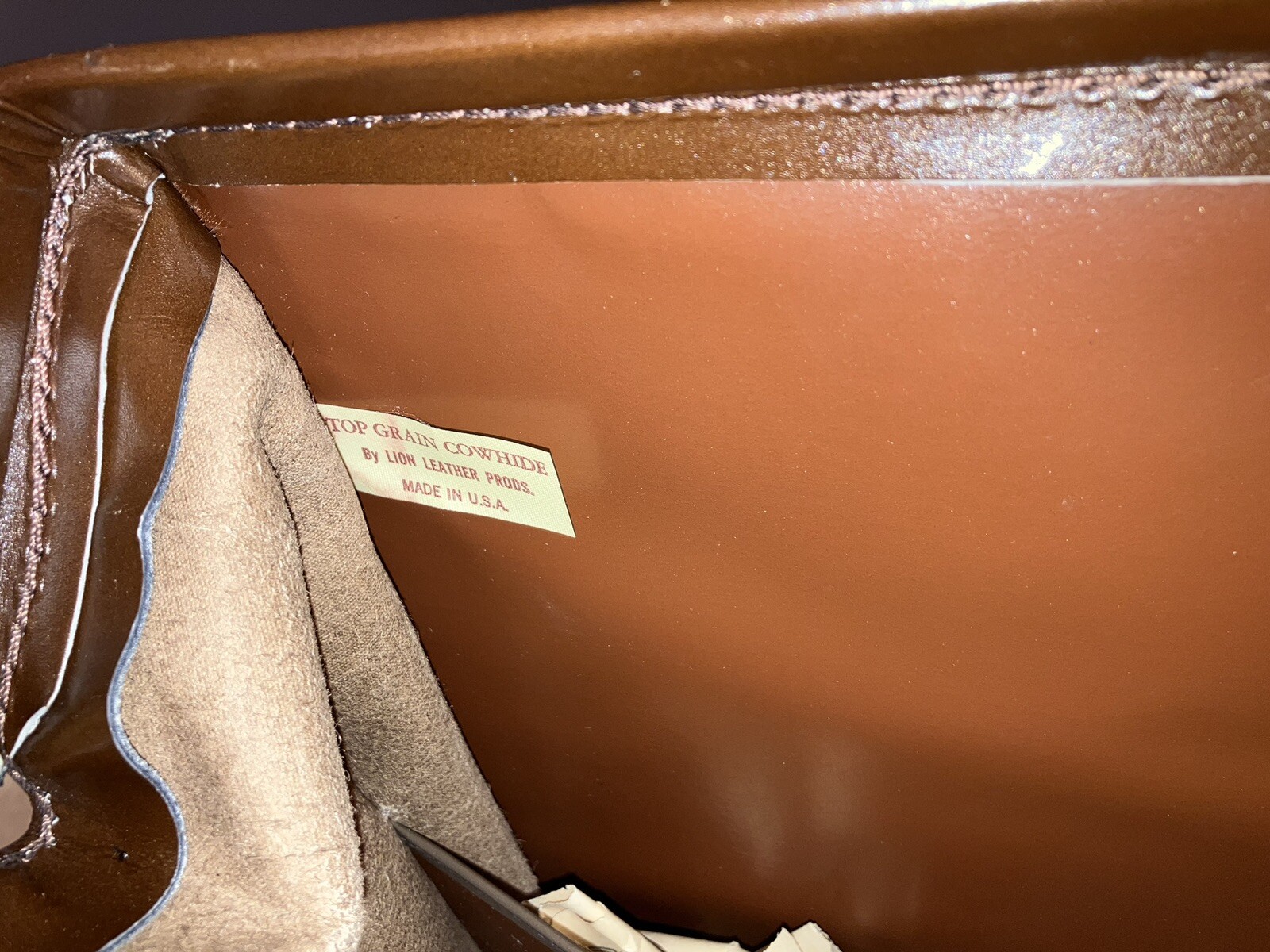 NEW-Vintage Lion Leather Products Genuine Top Grain Cowhide Briefcase USA Made