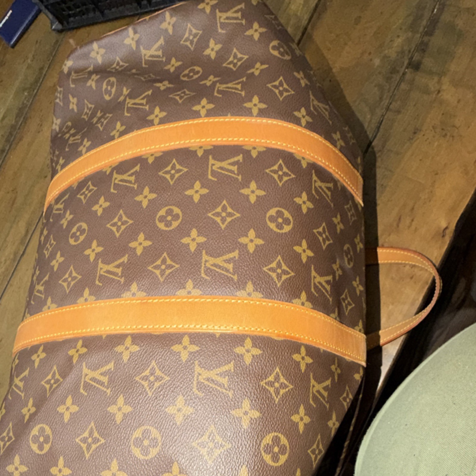 Louis Vuitton Monogram Leather Duffle Bag Brown/Tan 45 keepall Zip Top Handles