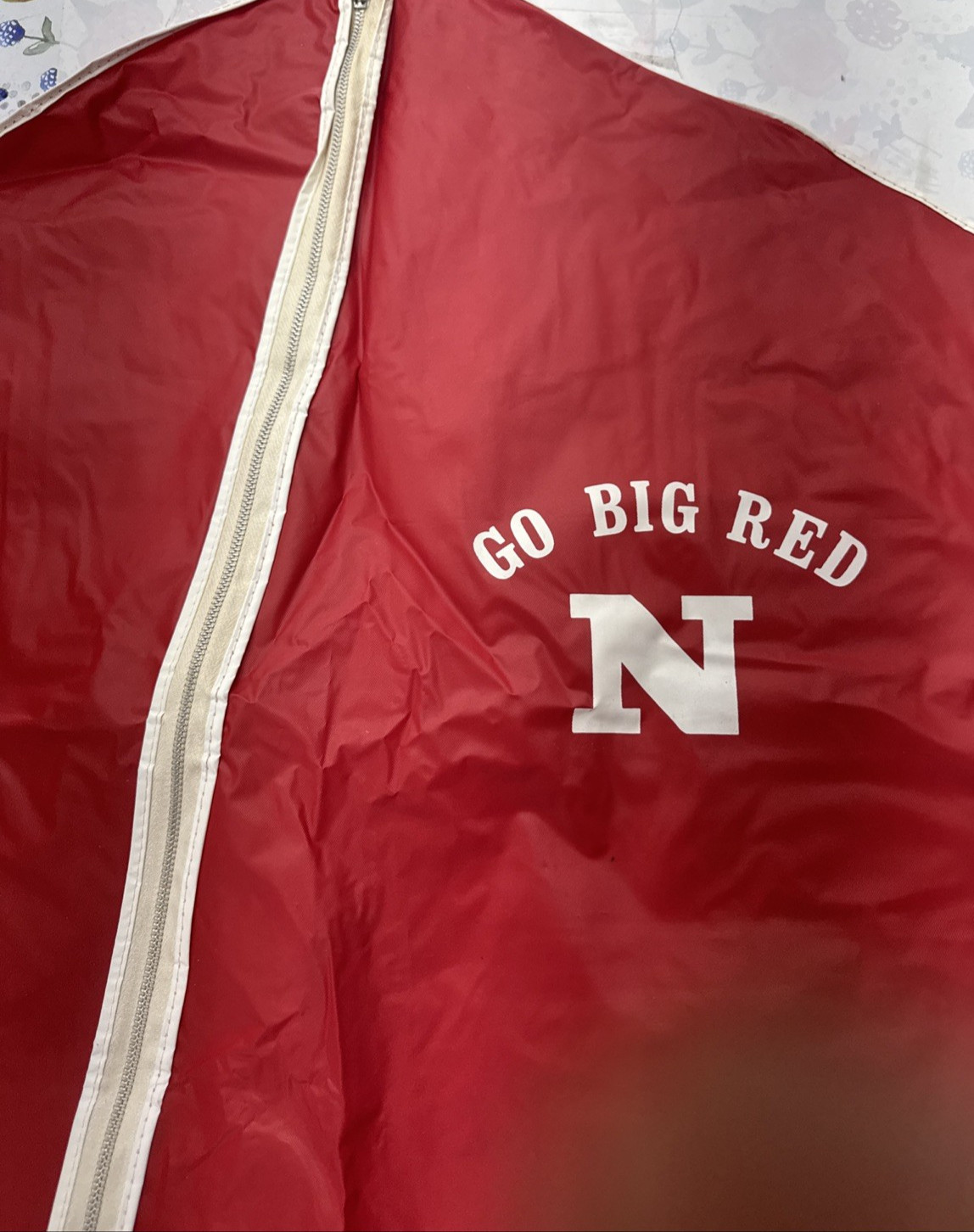 Vintage Red Nebraska Garment Bag Go Big Red Vinyl #59