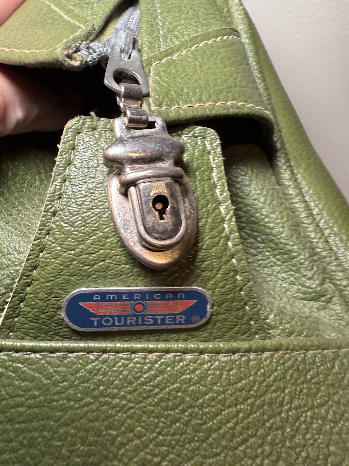 Mid-Century Vintage American Tourister Tiara Avocado Green Overnight Bag