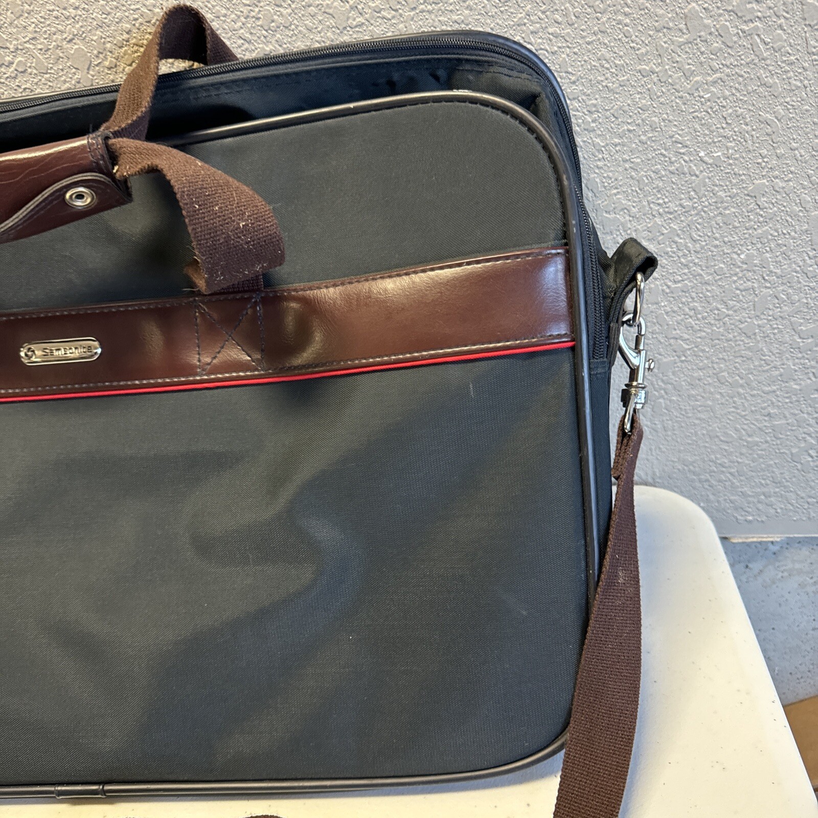 Vintage Samsonite Sidekicks 2 Business Attache Nylon Carry On Bag Leather Trim