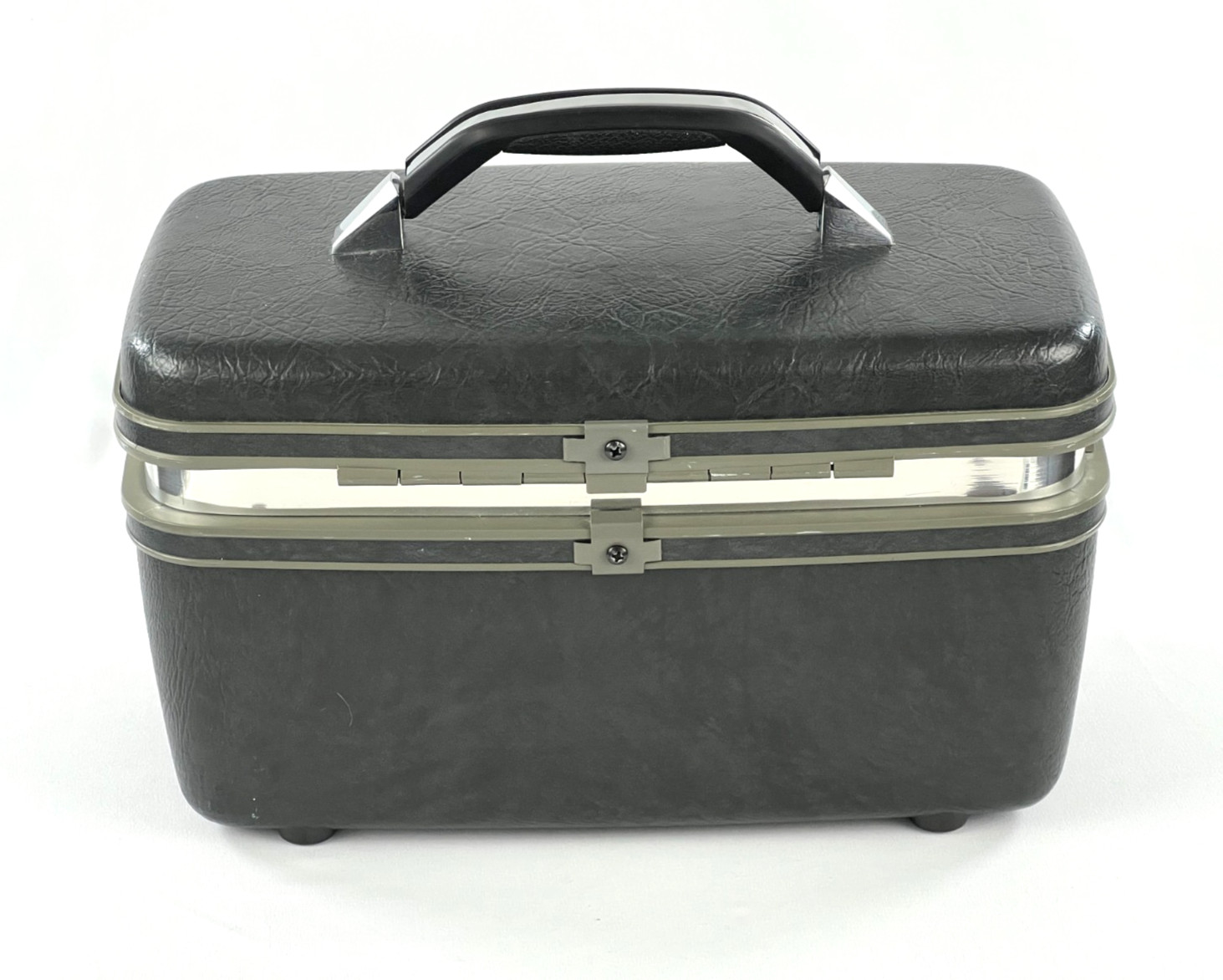 Vintage Grey Samsonite Profile II Hard Shell Travel Case Luggage 2 Keys USA Made