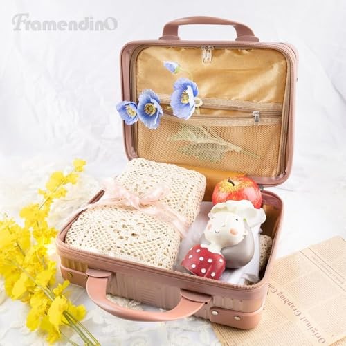 , Portable Hard Shell Cosmetic Suitcase Makeup Travel Case Rose Gold rose gold