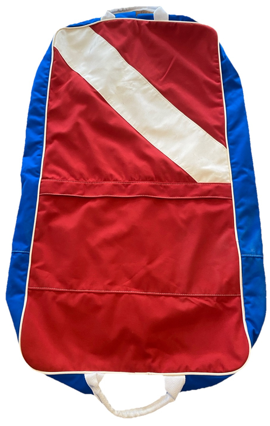 Vintage 80’s 90’s Canvas Hanging Garment Bag Zipped Red White & Blue Luggage