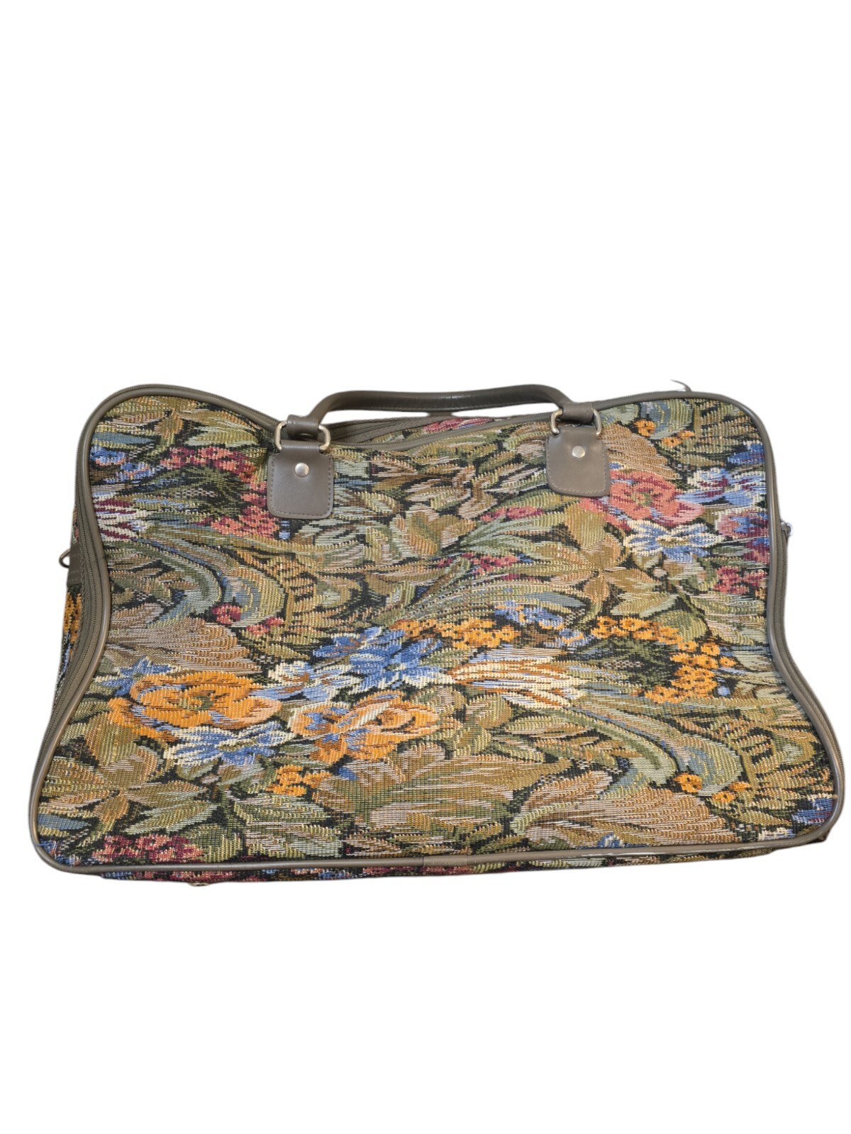 Vintage Faberge Travel Weekender Tapestry Floral Carpet Bag Suitcase