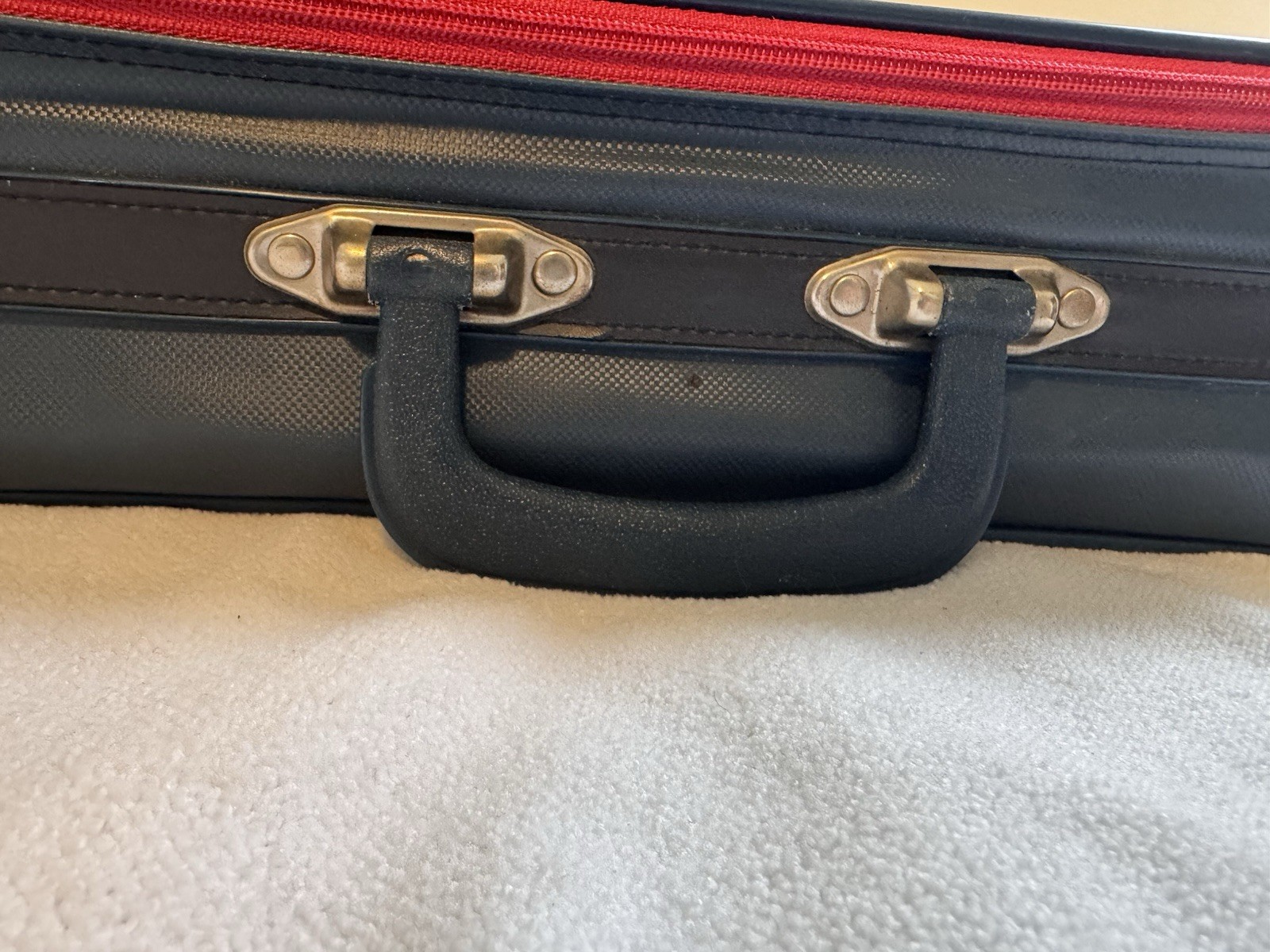 Sanrio Vintage Kid’s Luggage Cat Design Soft Vinyl Red Navy 1990s
