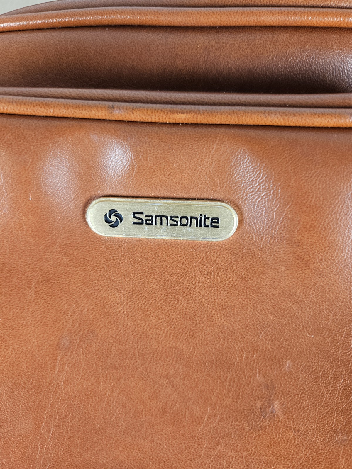 1960s-70s Chestnut Vinyl Samsonite Tote Shoulder Strap Bag/Carry On Luggage/Sams