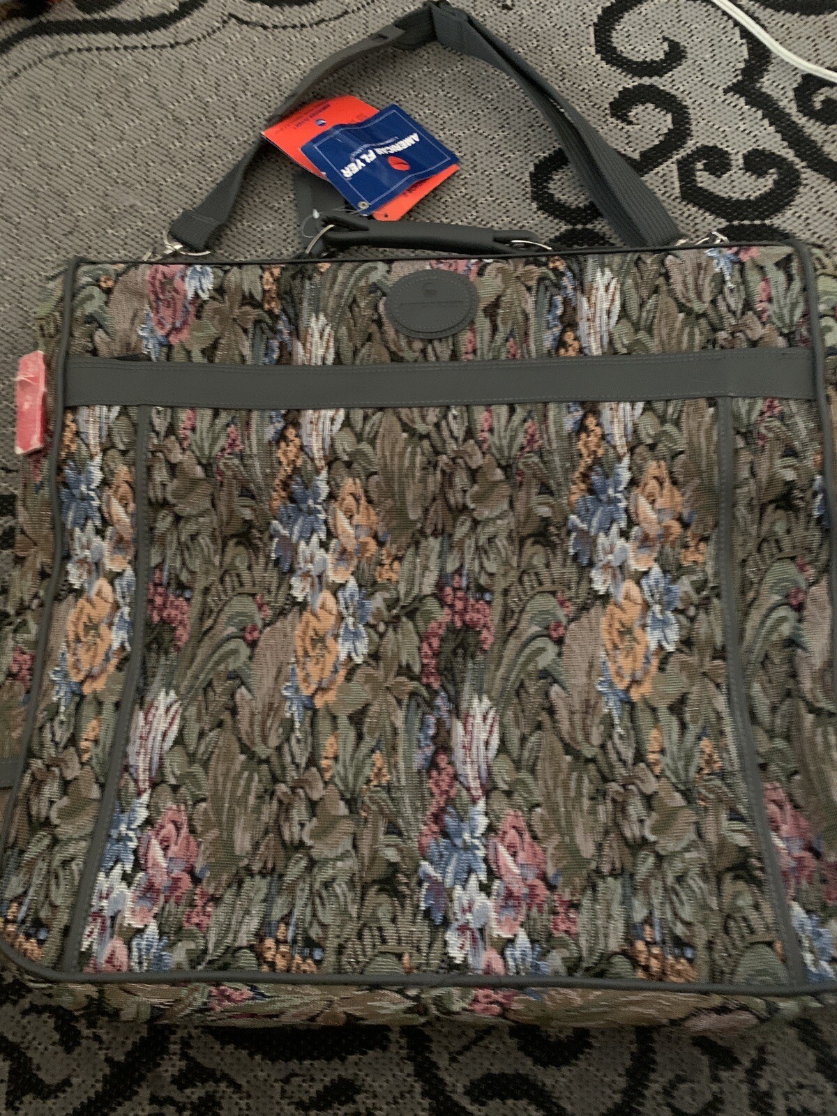 NWT Vtg American Flyer 50” Garment Suit Bag Floral Tapestry Luggage Carryon