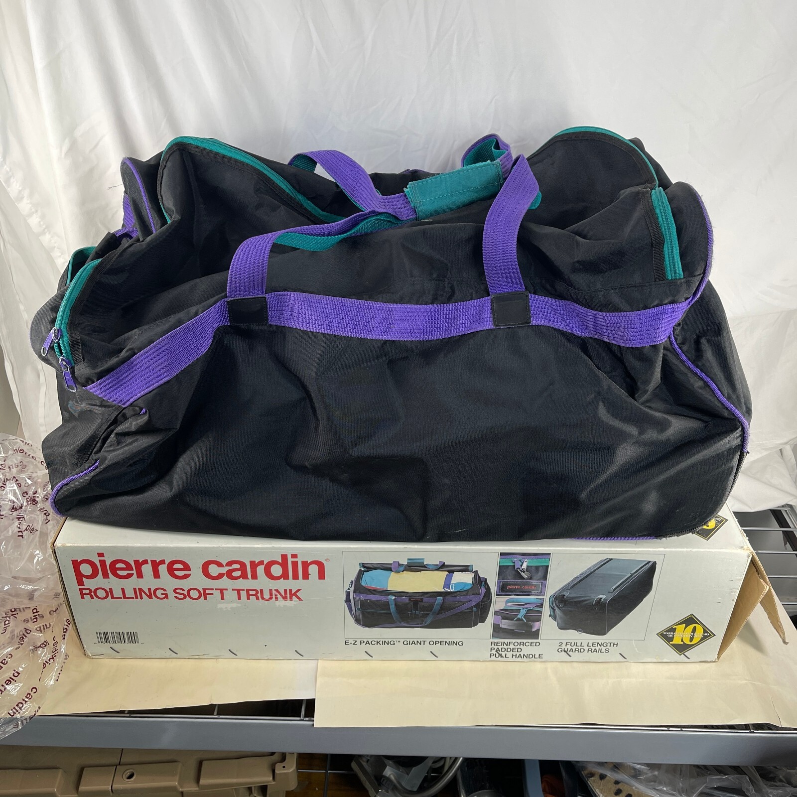 vtg Pierre Cardin Rolling Soft Trunk 28″ x 14″ x 14″ Original Box 90s Luggage