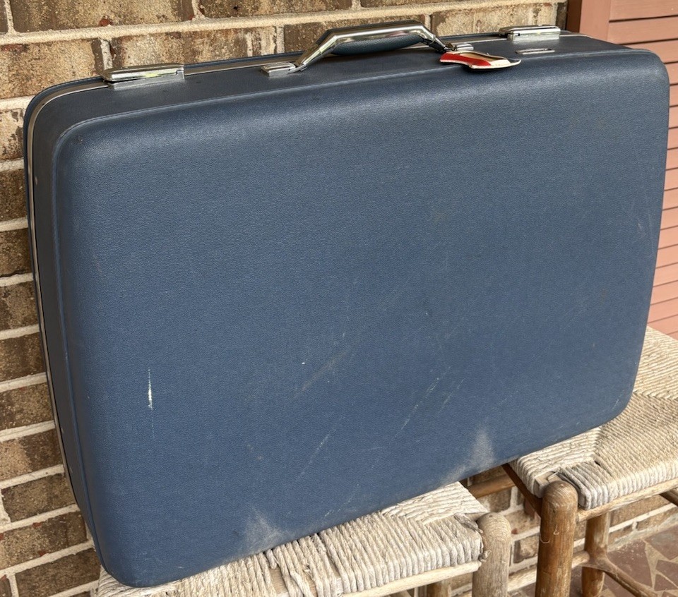 American Tourister Blue Hard Shell Suitcase 1970s Extra Compartments 26in X19