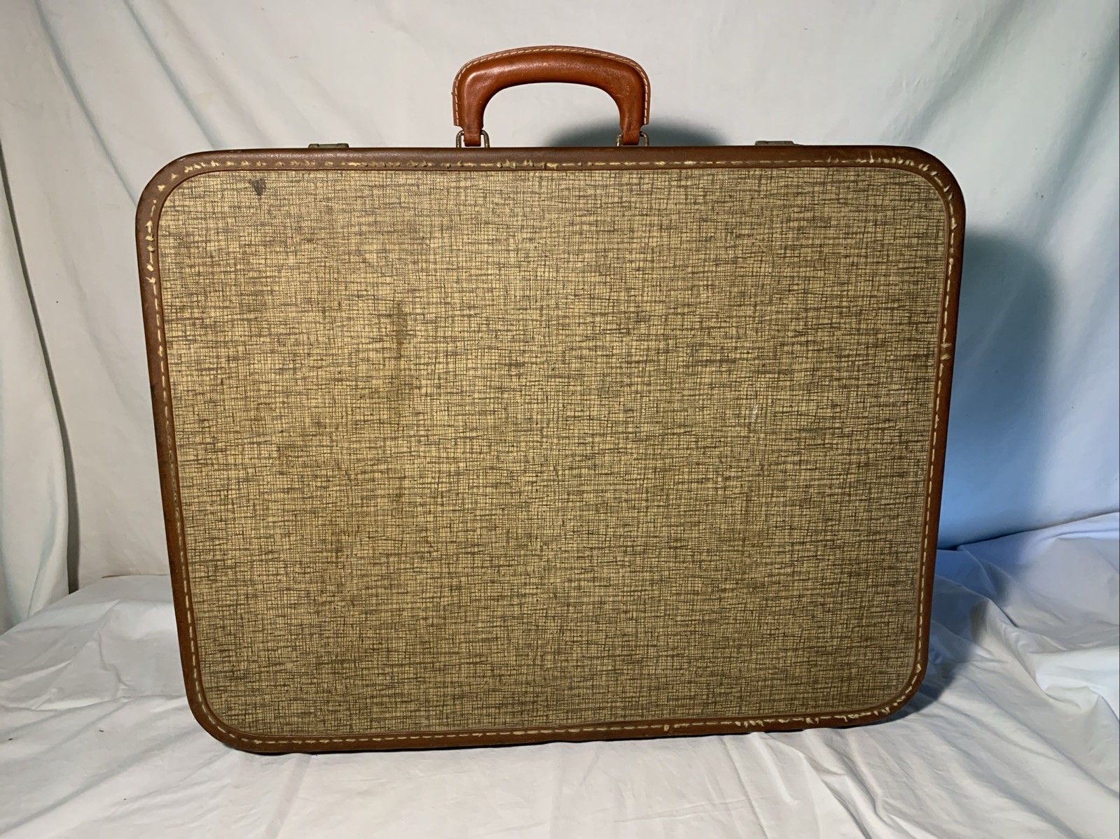 Vintage Tweed Suitcase 1950s Luggage
