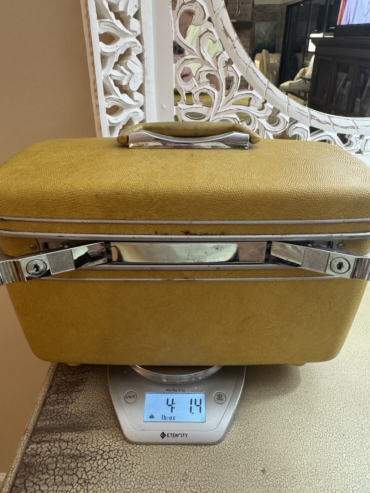 Vintage Samsonite Silhouette Train Case Mustard Yellow Hard Shell Luggage