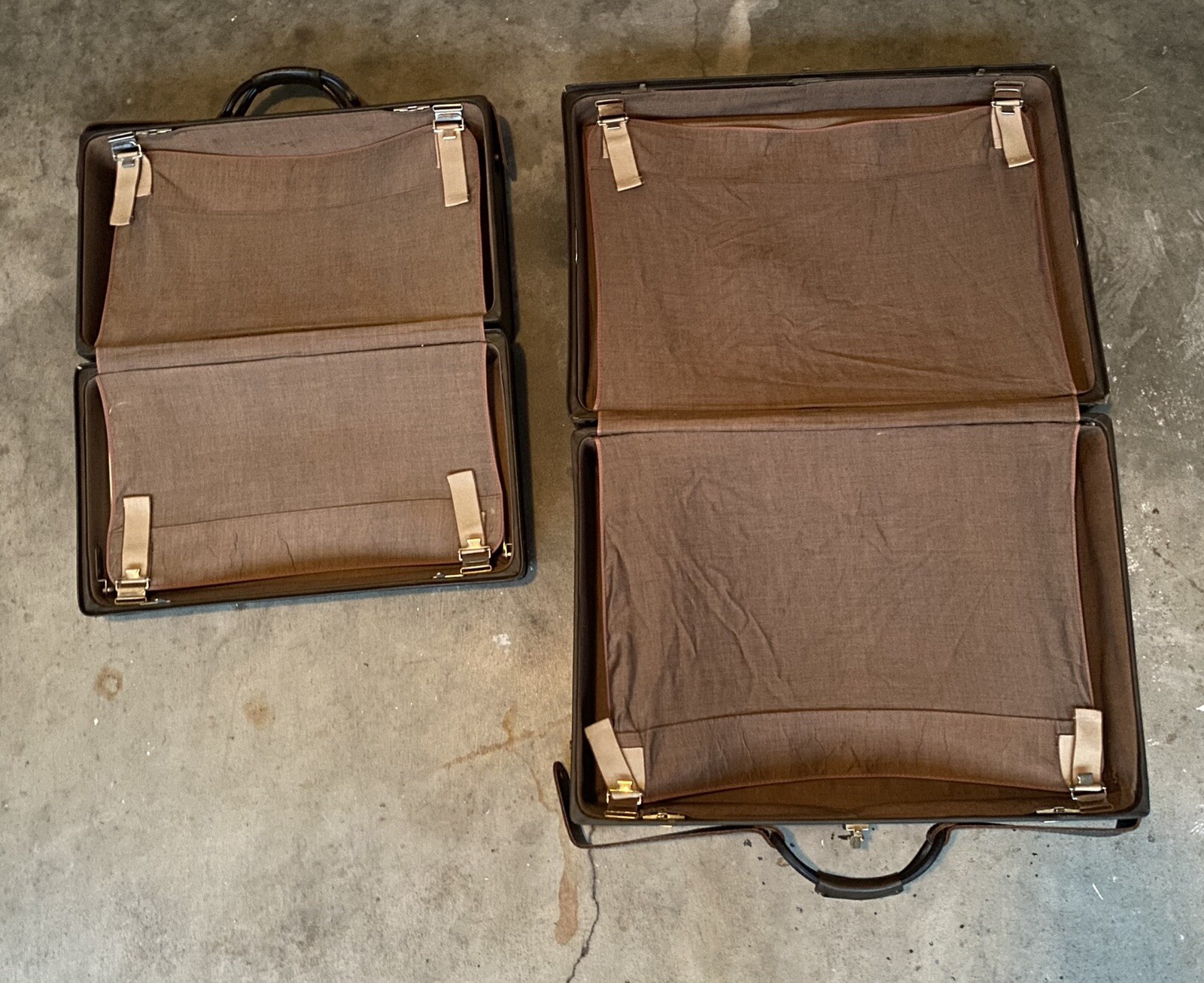 Vtg MCM 1950s Hartmann Leather Luggage Wardrobe Suitcase Matching 2 Piece 1 Key