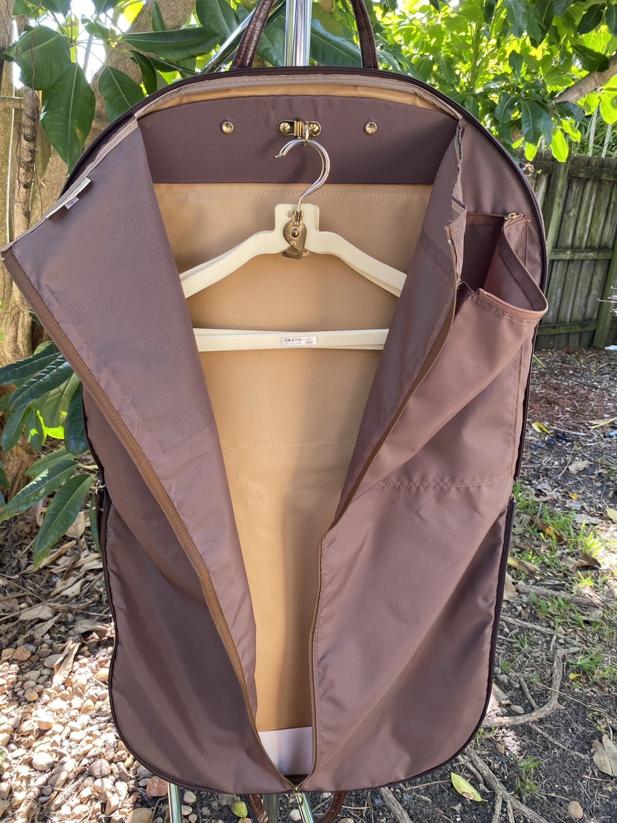 VTG Rimini by ACE Monogram Garment Bag Brown Travel Luggage Suit Carrier Japan