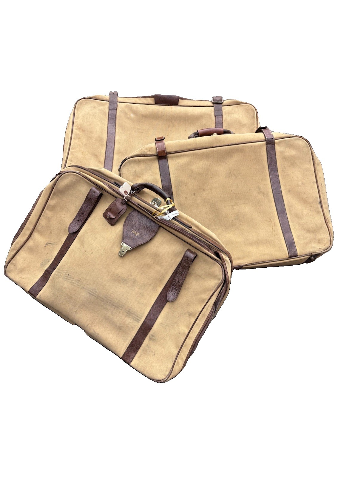 Vintage Gucci Canvas Luggage Set 3 Pcs Suitcases Distressed As-Is Restoration