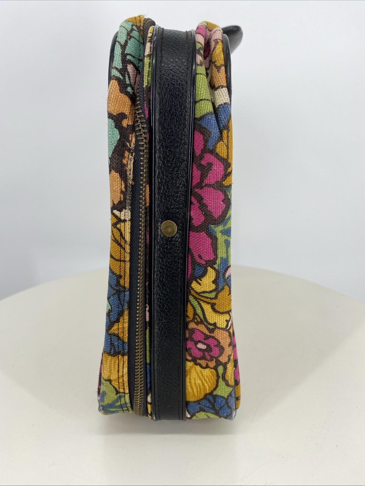Vtg 1960’s A D Sutton Travel ware Fabric/canvas Floral Suitcase Retro