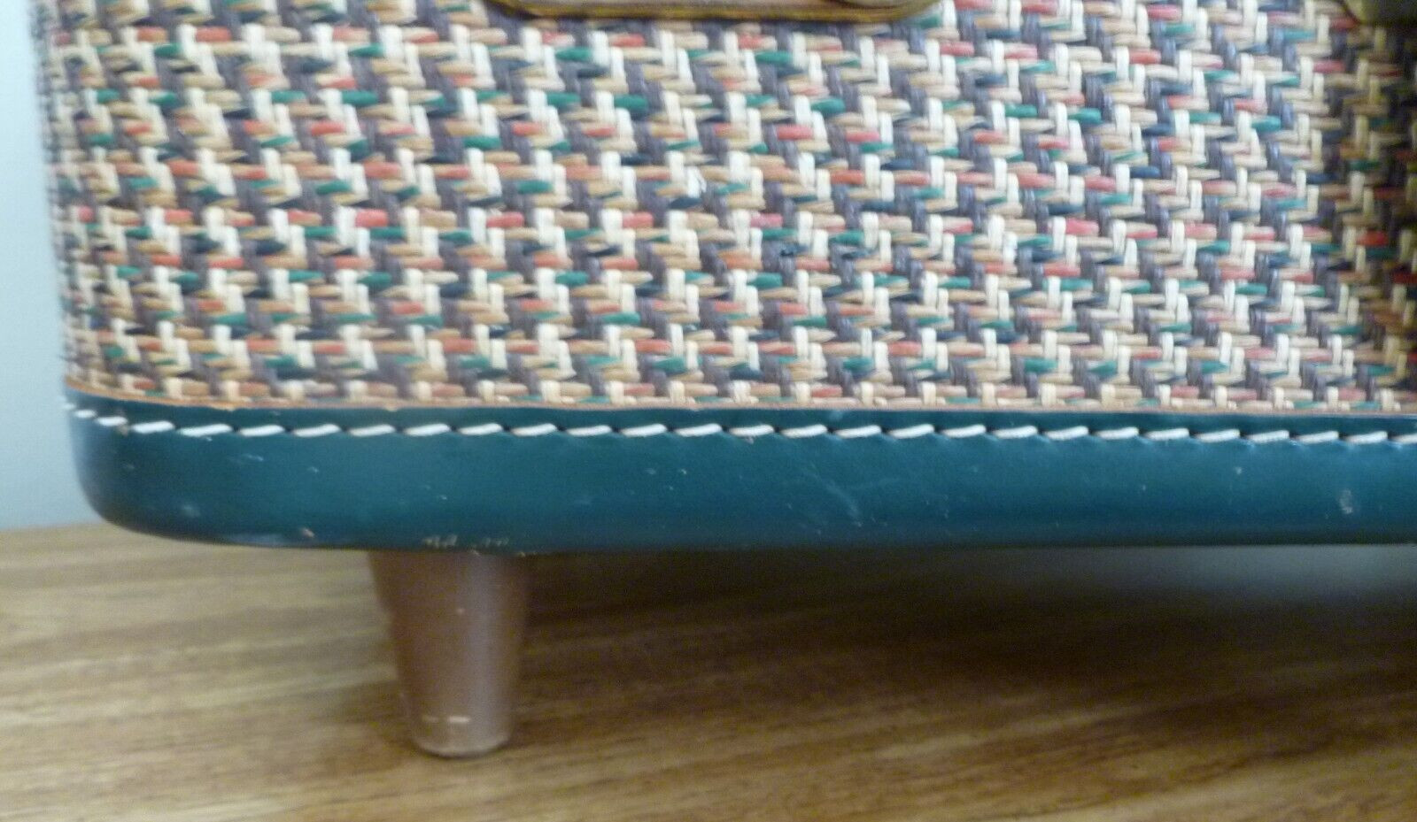 Vintage 1940’s Maximillian New York Travel Suitcase Luggage Tweed Leather Brass