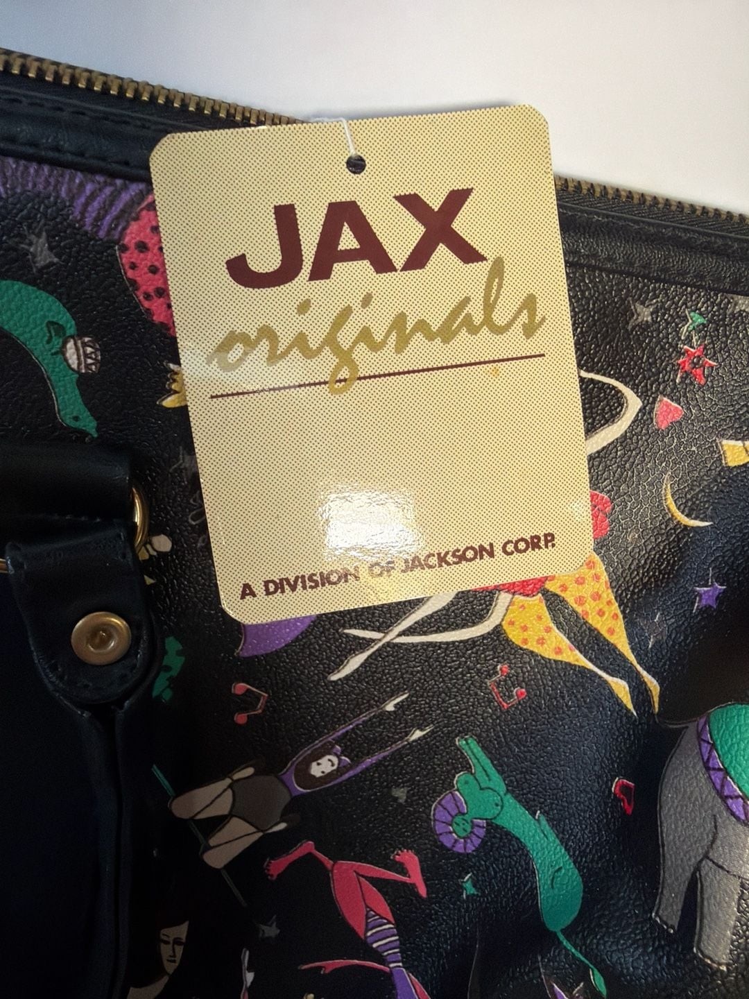 Vintage Jax Originals Circus Print Large Duffel Weekender Bag 18″