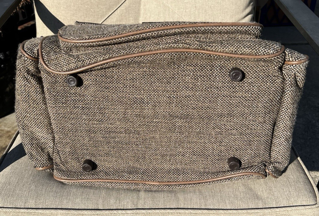 Vintage Atlantic Brown Tweed Weekender Bag -Excellent Condition W/ Strap And Tag