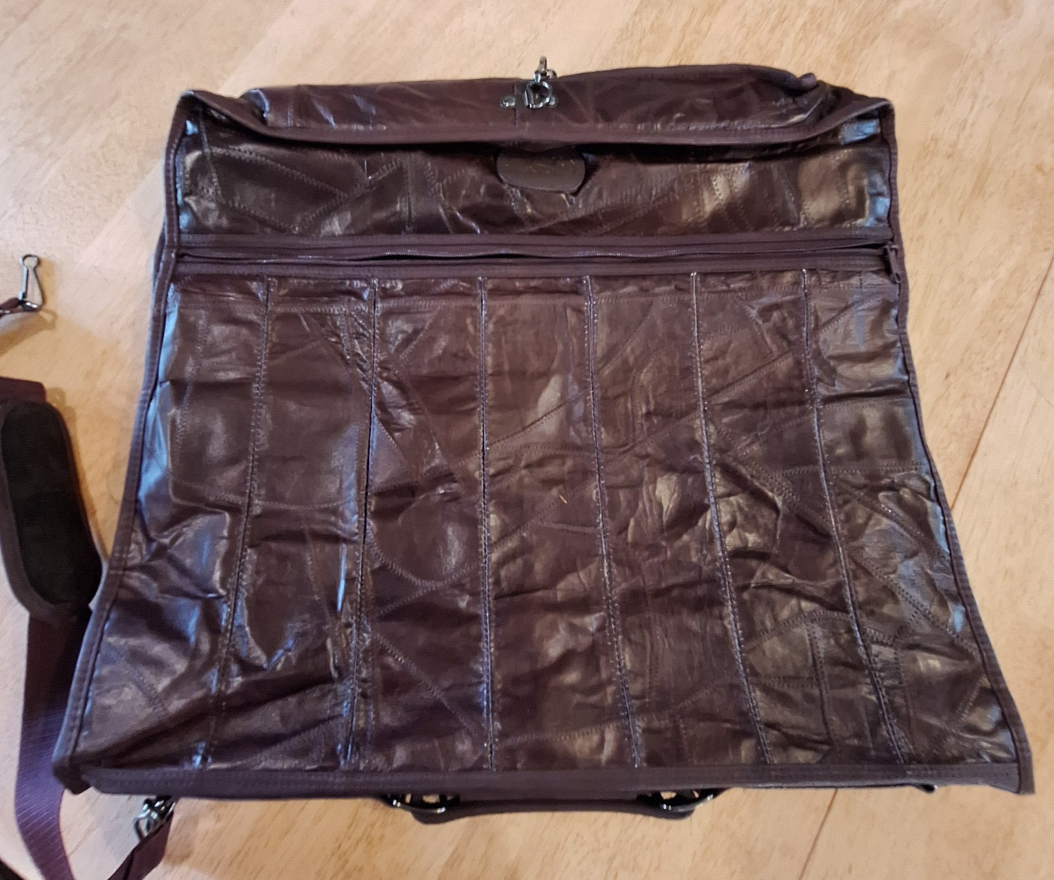 Vintage GSC Brown Patchwork Leather 3 Piece Luggage Set