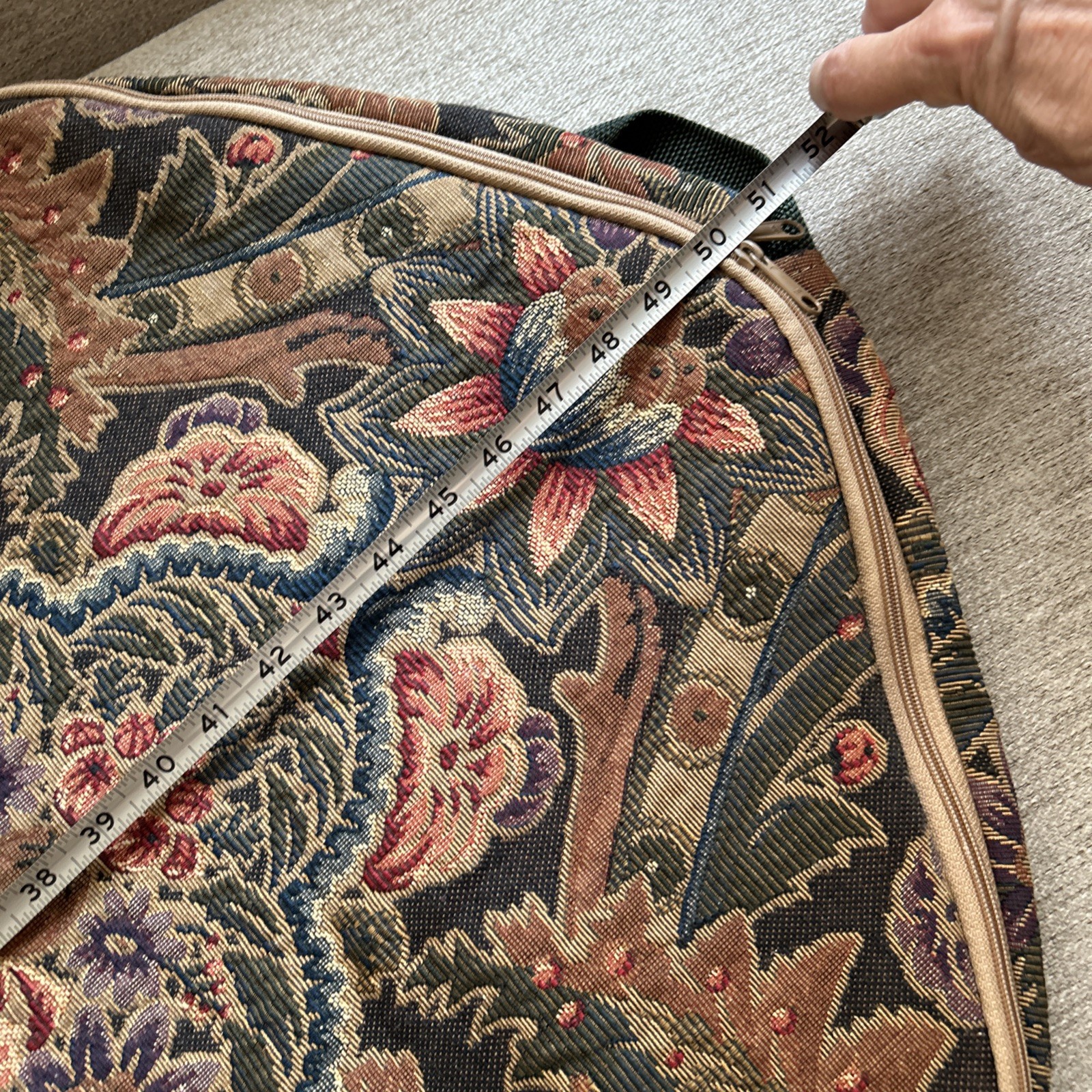 Vintage Showline Chicago Floral Tapestry Fold Over Garment Bag Made In The USA
