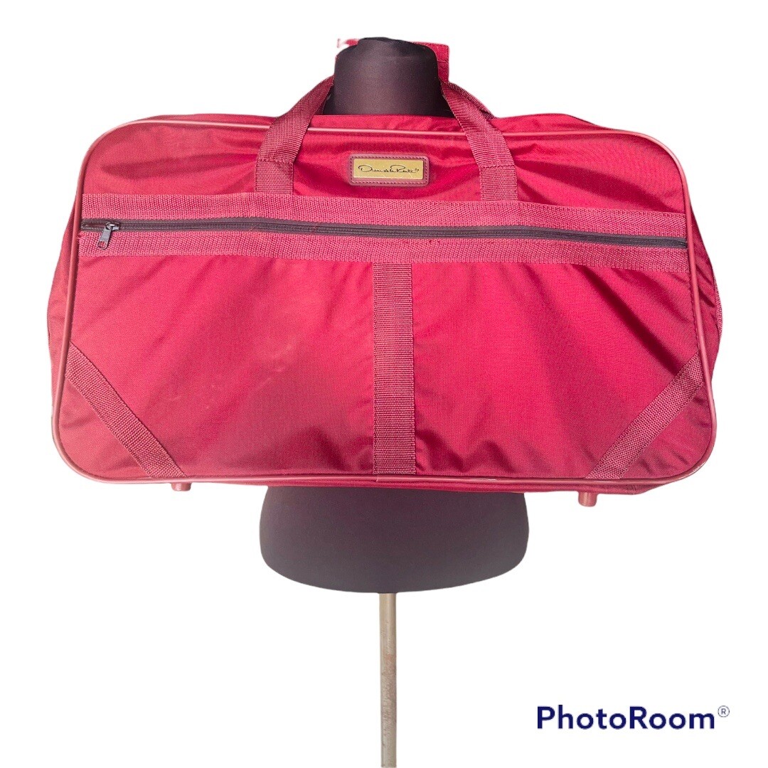 Vintage 1980 Oscar De La Renta Matching 2 piece Luggage Set With Garment Bag