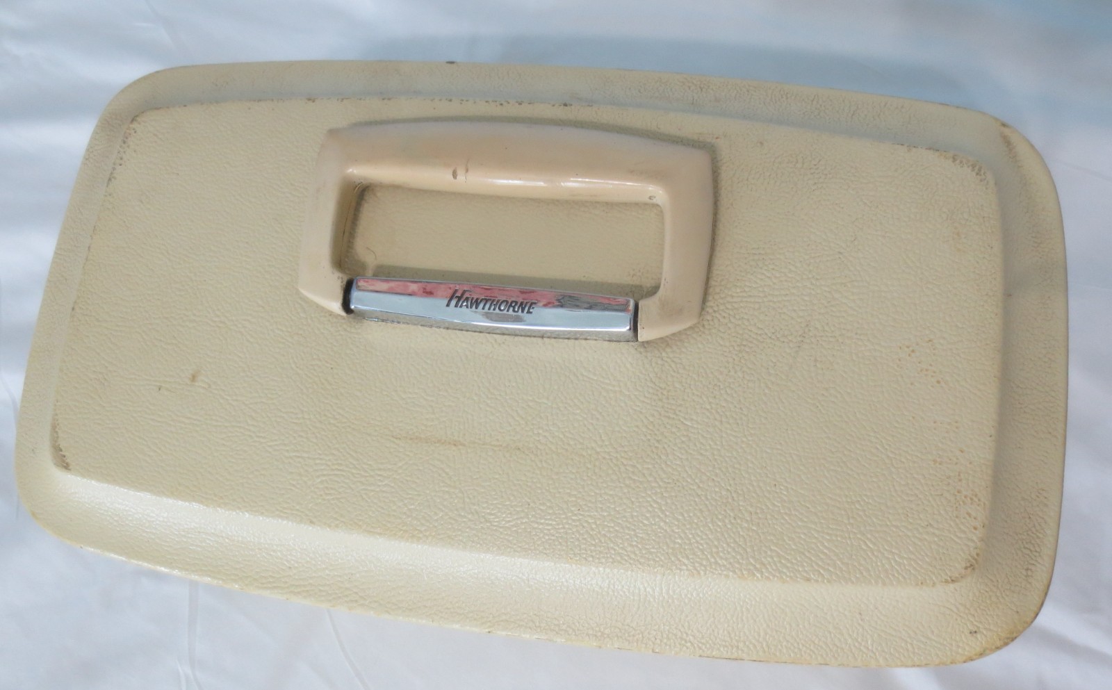 Vtg 1960s Cream Hawthorne Luggage Train Case W/ Tray Insert, Mirror, Key Vanity