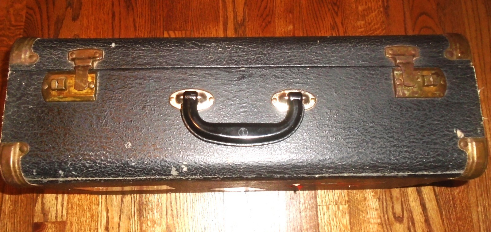 Rare Vintage 21” Suitcase Cardboard Metal Corners Bakelite Handle Locks Work