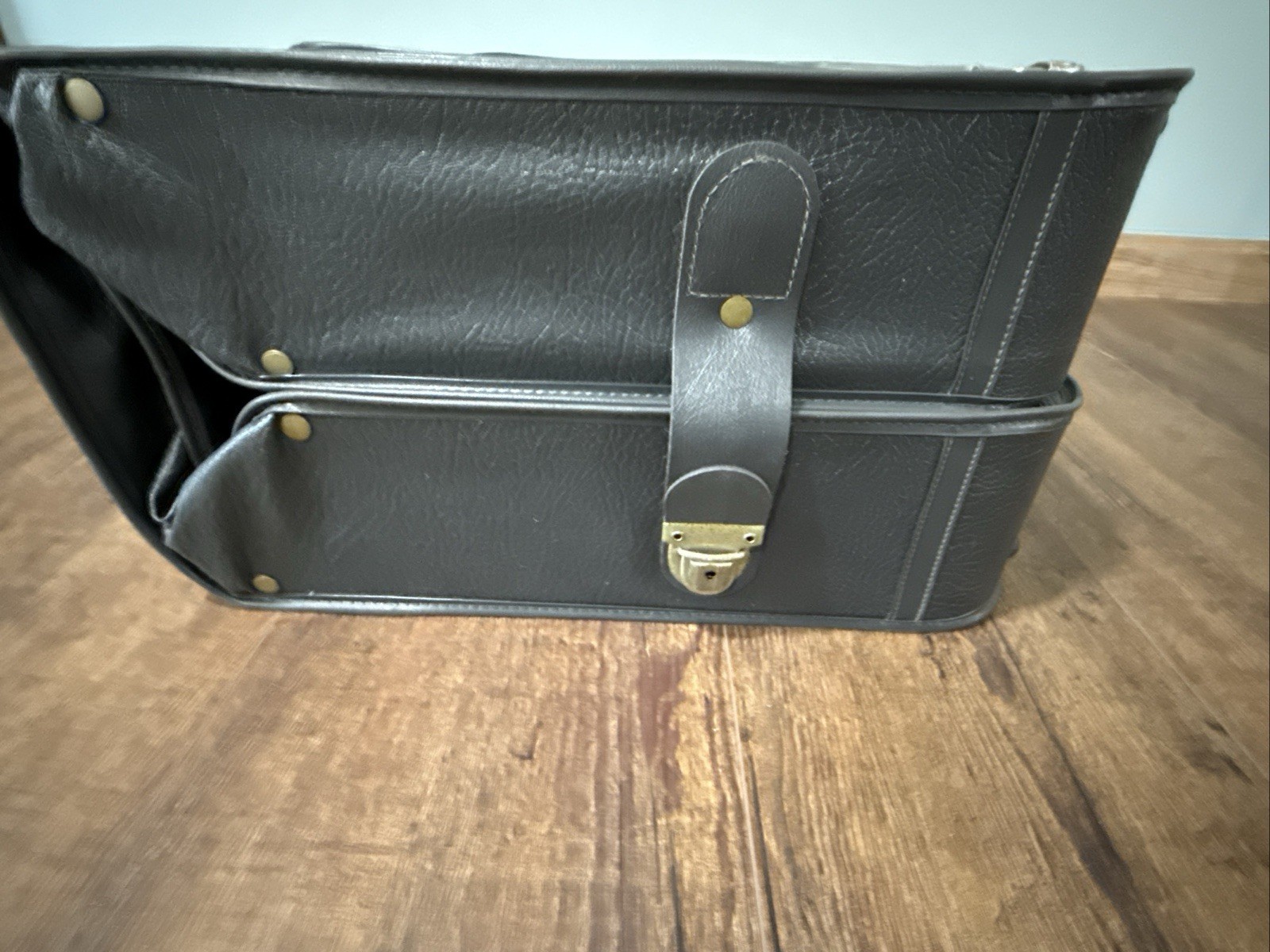 Vintage Starflite Black Leather Garment Bag W/hangers And Keys Luggage