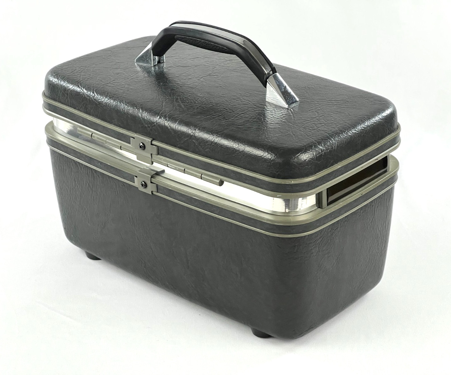 Vintage Grey Samsonite Profile II Hard Shell Travel Case Luggage 2 Keys USA Made
