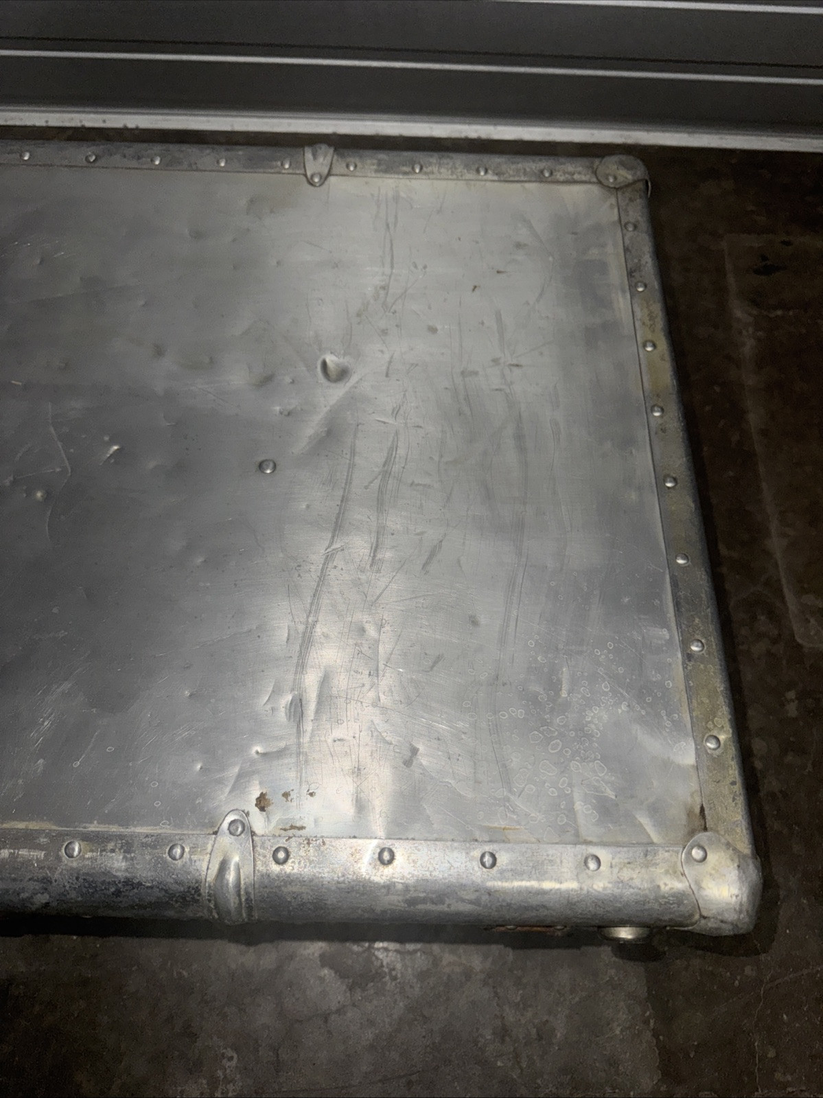 Vintage Art Deco Machine Age Riveted Aluminum Suitcase