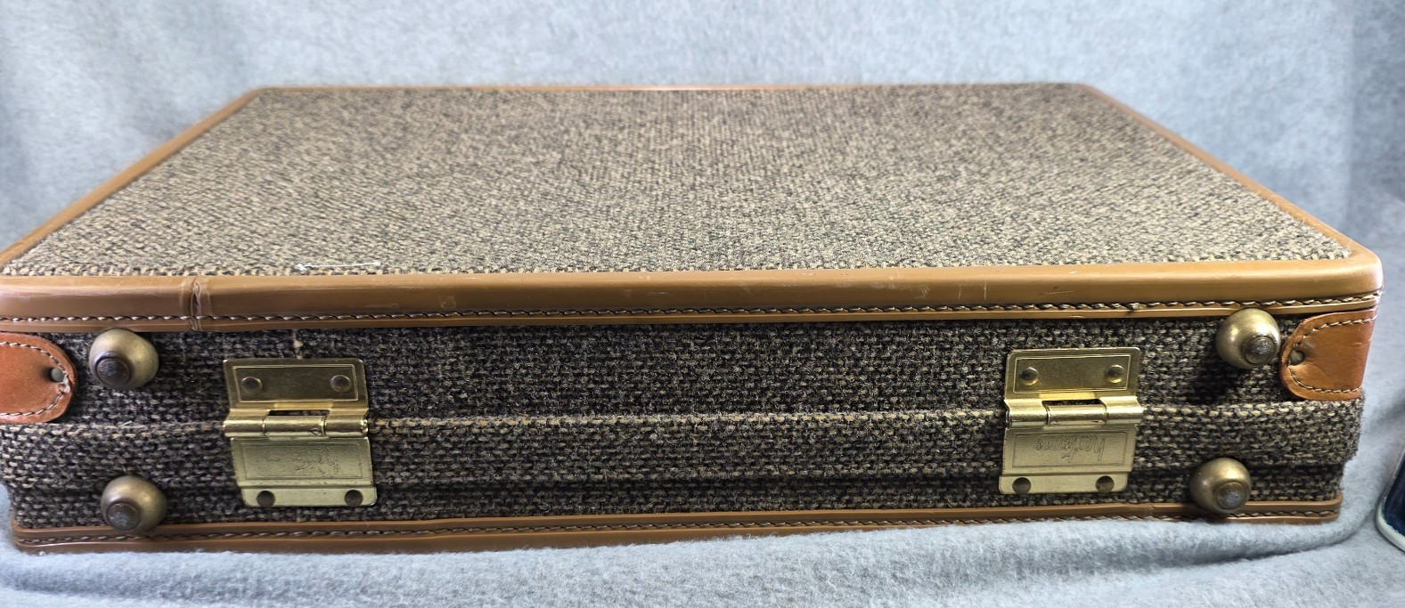 Vintage Hartmann Luggage Tweed Leather Belting Briefcase w/ paperwork