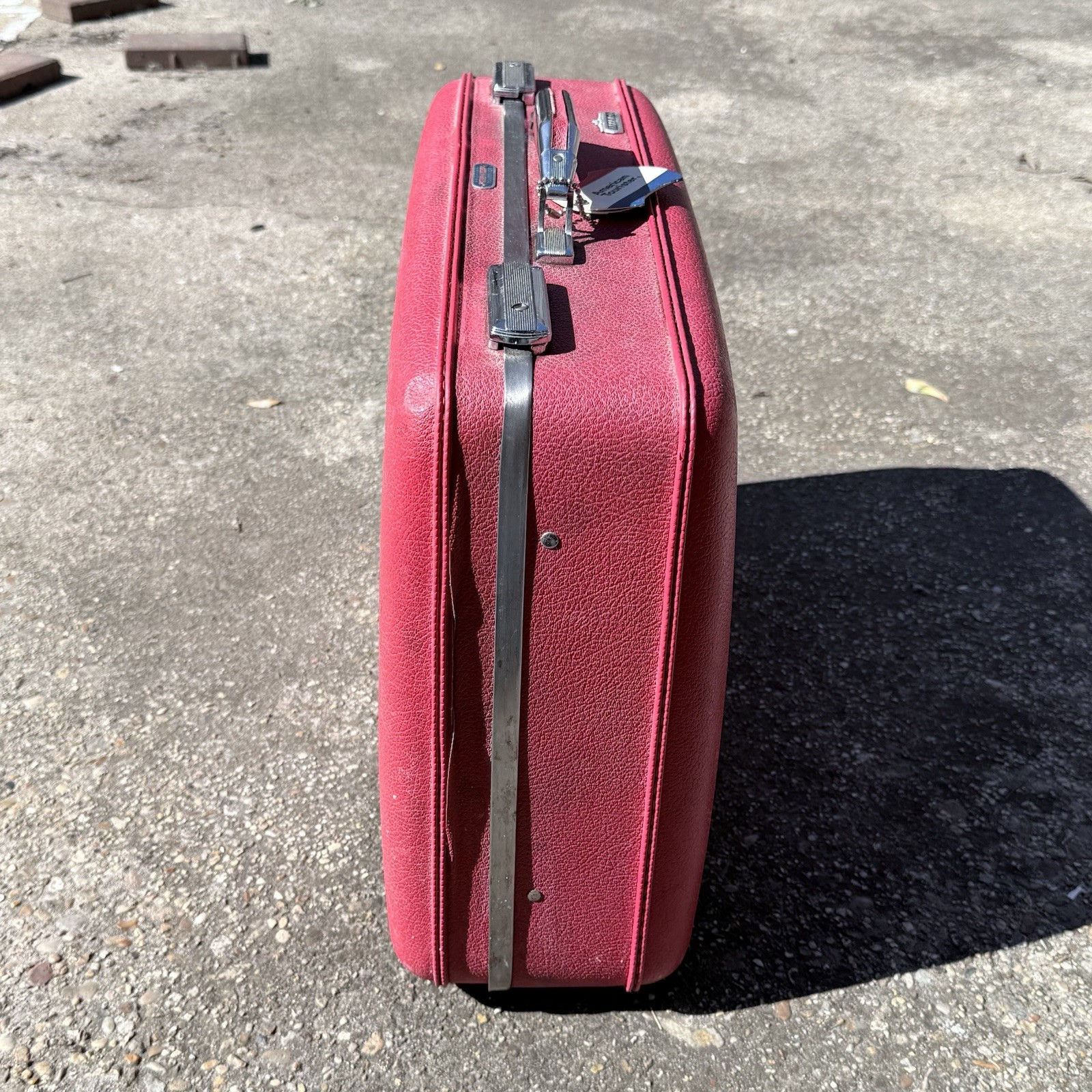 Vintage American Tourister Tiara Hard Shell Luggage Set 2pc Red Plastic USA