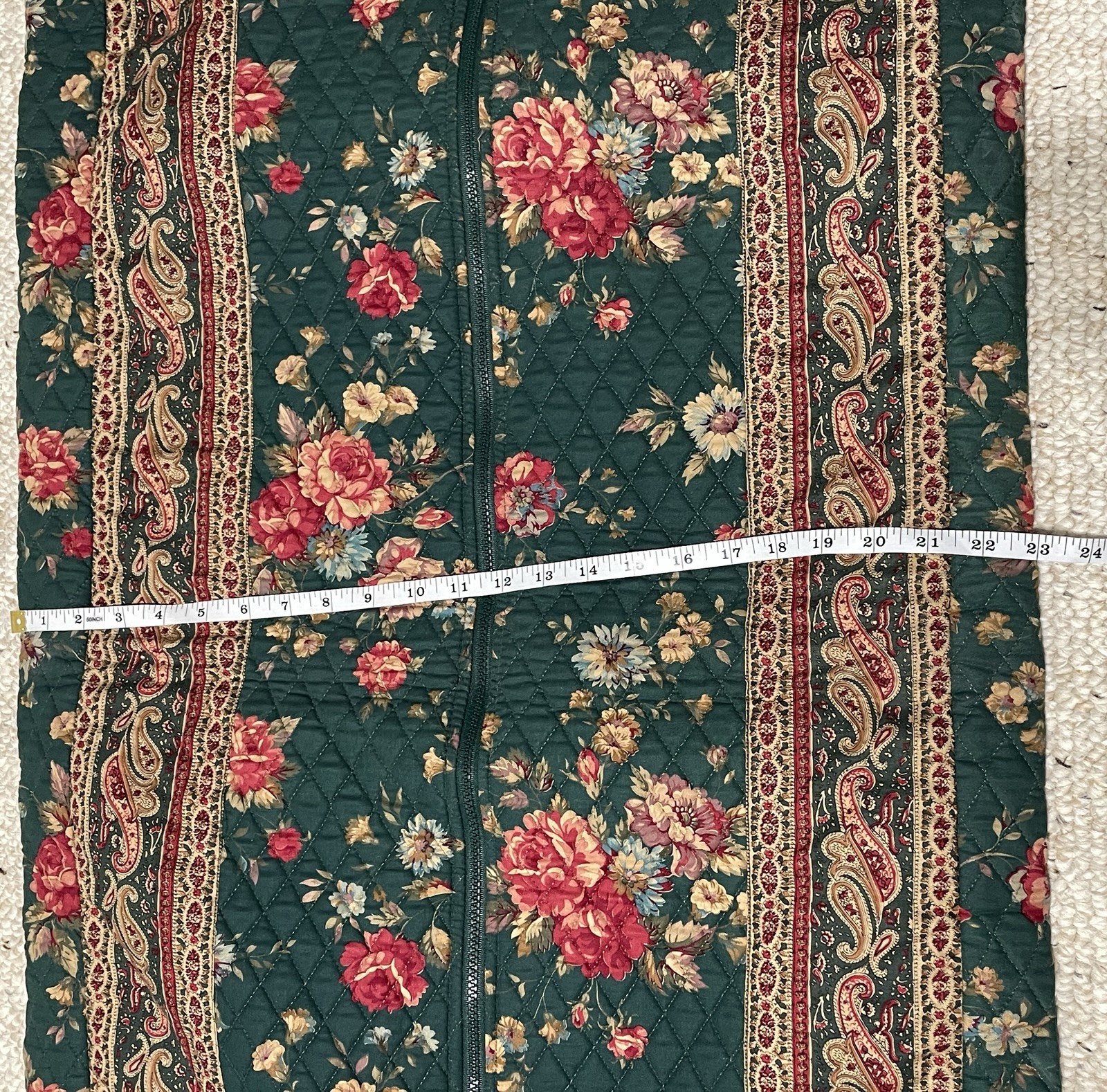 Vtg 80s Vera Bradley Greenbriar Cotton Garment Bag Indiana USA Made Green Floral