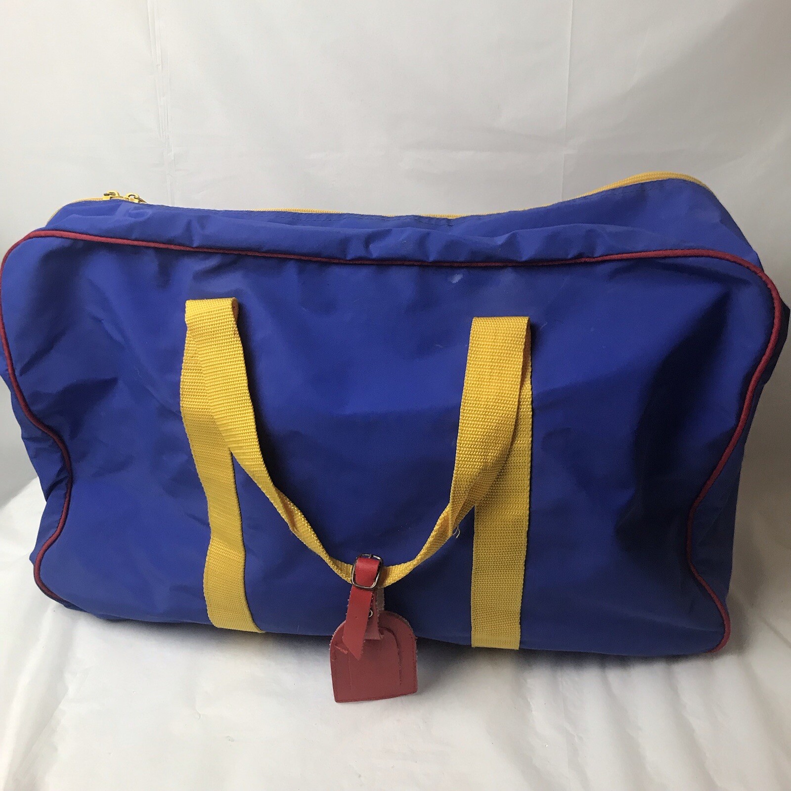 Vintage 90s Jordache Primary Color Block Kids Sleepover Travel Bag w Garment Bag