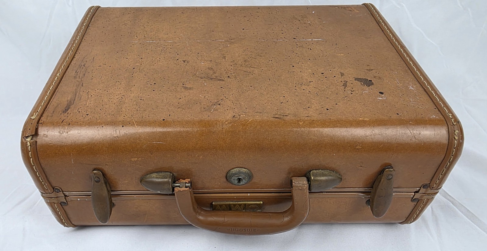 Vintage 1950s Samsonite Shwayder Bros. Brown Hard Shell Suitcase Travel Luggage