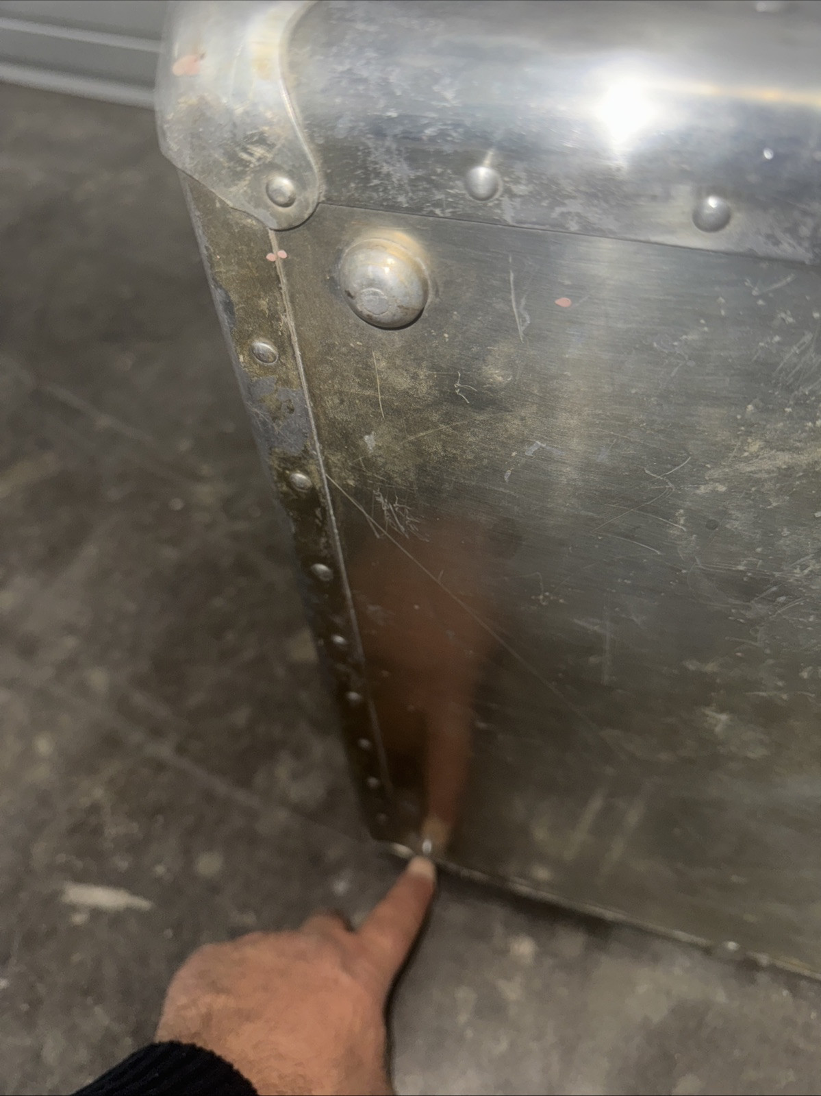 Vintage Art Deco Machine Age Riveted Aluminum Suitcase