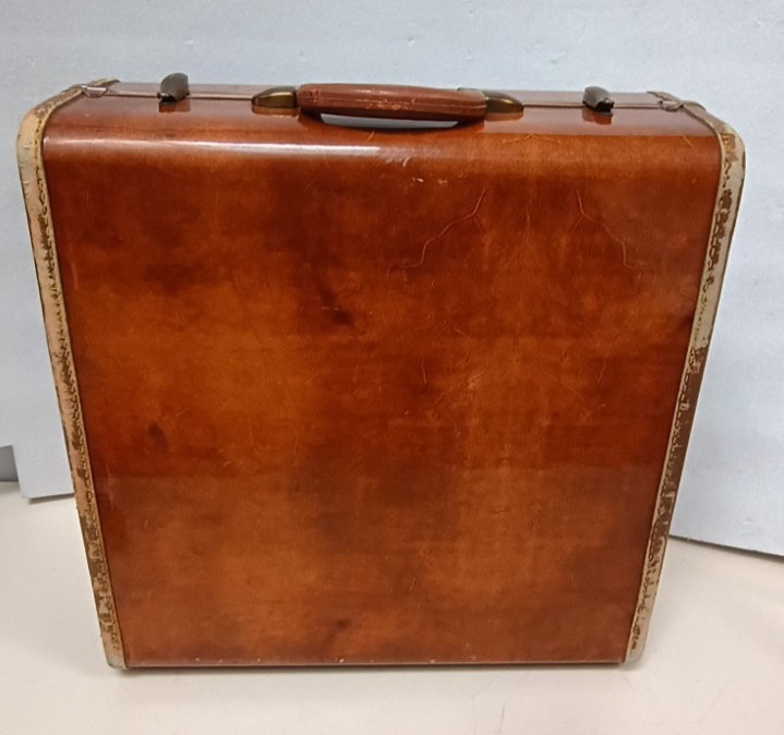 Vintage Samsonite Leather Suitcase, Shwayder Bros Brown Hardshell 18X18 No Key